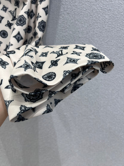 L 25Ss Spring and Summer New Classic Full Printed Old Flower Dress