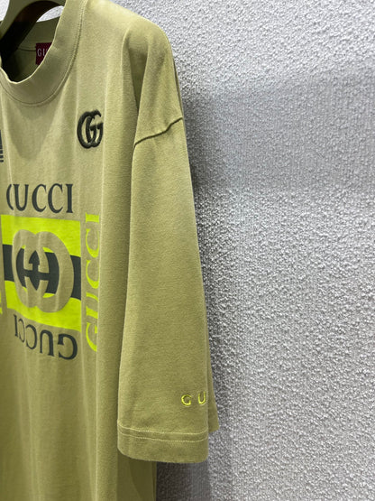 G 25Fw Early Autumn New Product Embroidered Letter Print Distressed Round Neck Short Sleeve T-shirt