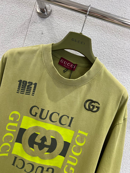 G 25Fw Early Autumn New Product Embroidered Letter Print Distressed Round Neck Short Sleeve T-shirt