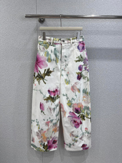 LO 25FW Early Autumn New Arrival Paula's Series Romantic Print Denim Pants