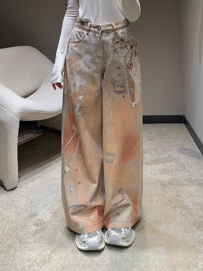 Acn 25FW Early Fall New Pearl Chain Print Jeans