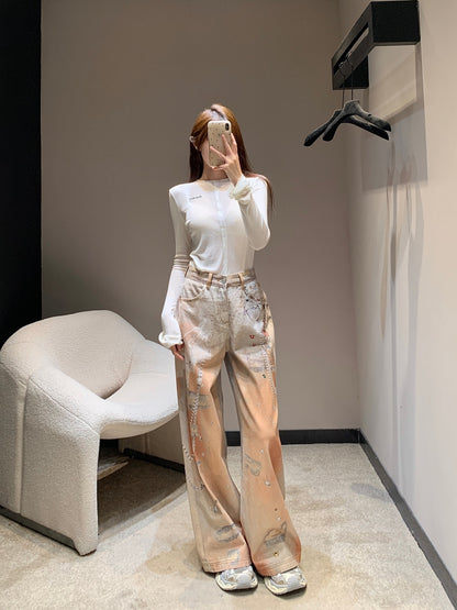 Acn 25FW Early Fall New Pearl Chain Print Jeans