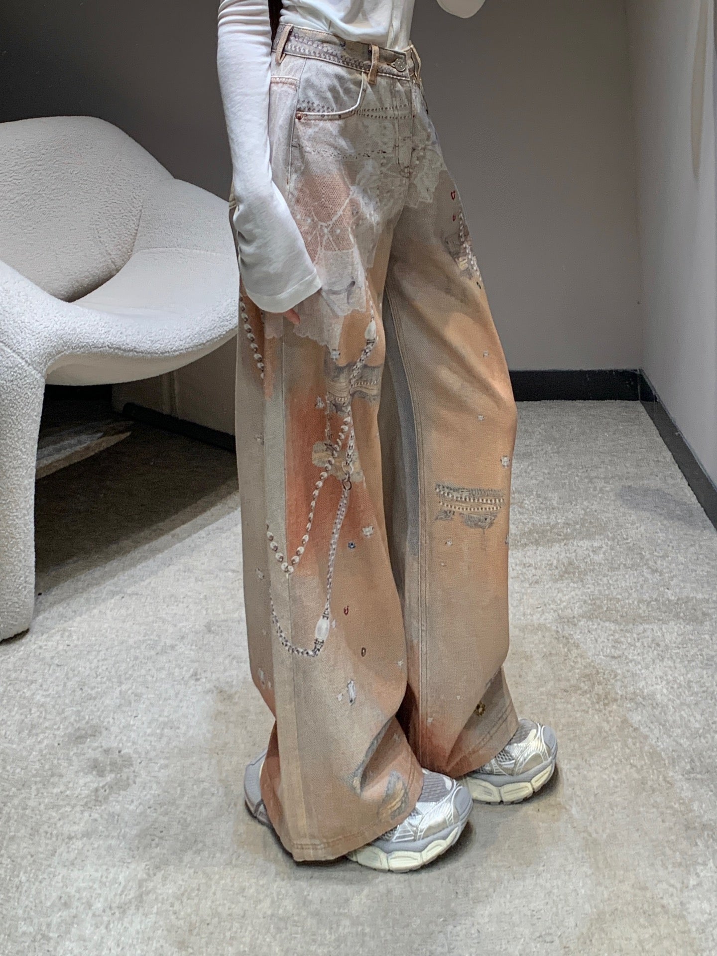 Acn 25FW Early Fall New Pearl Chain Print Jeans