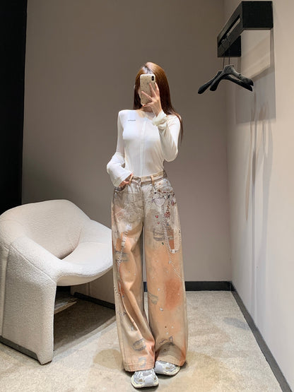 Acn 25FW Early Fall New Pearl Chain Print Jeans
