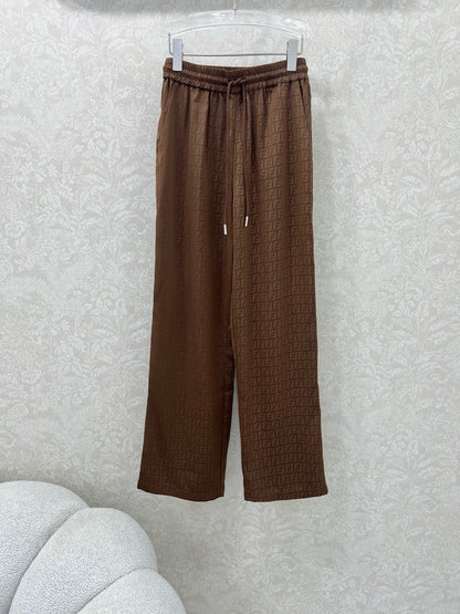 F 25 Summer New Old Flower Alphabet Dark Printed Wide Leg Pants