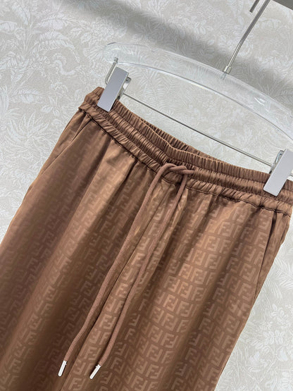 F 25 Summer New Old Flower Alphabet Dark Printed Wide Leg Pants