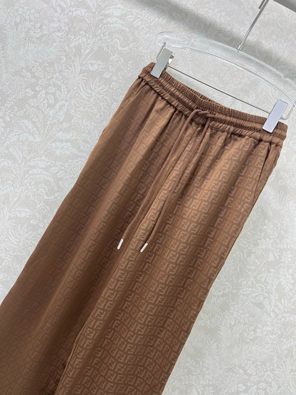 F 25 Summer New Old Flower Alphabet Dark Printed Wide Leg Pants