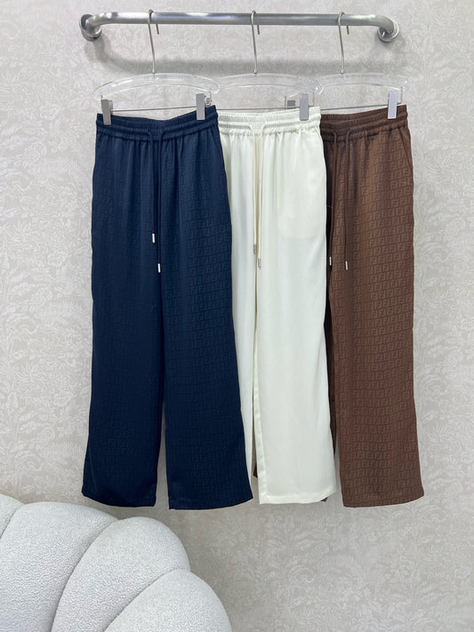 F 25 Summer New Old Flower Alphabet Dark Printed Wide Leg Pants