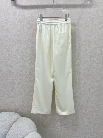 F 25 Summer New Old Flower Alphabet Dark Printed Wide Leg Pants