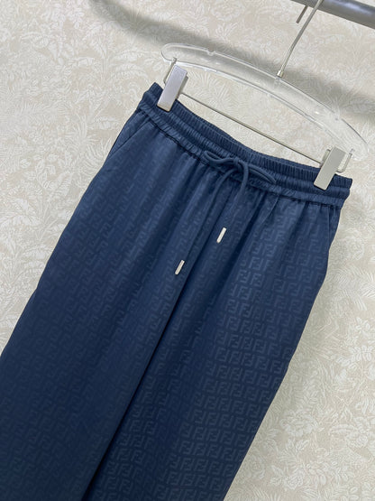F 25 Summer New Old Flower Alphabet Dark Printed Wide Leg Pants