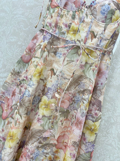Z 25 New Flower Cluster Printed Halter Dresses