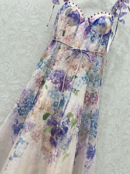 Z 25 New Flower Cluster Printed Halter Dresses