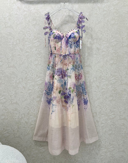 Z 25 New Flower Cluster Printed Halter Dresses