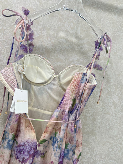 Z 25 New Flower Cluster Printed Halter Dresses
