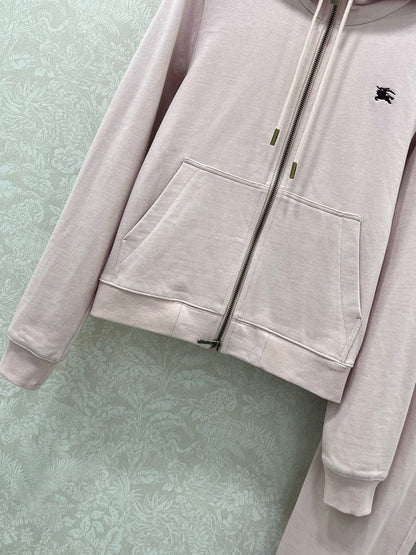 BU 25 Hooded drawstring zipper jacket and pants set