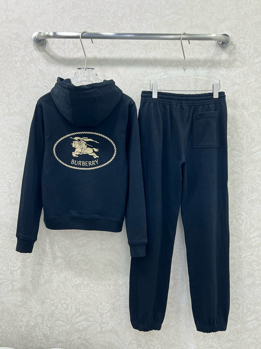 BU 25 Hooded drawstring zipper jacket and pants set