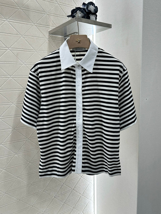 MA 25 Striped knit cardigan with short sleeves