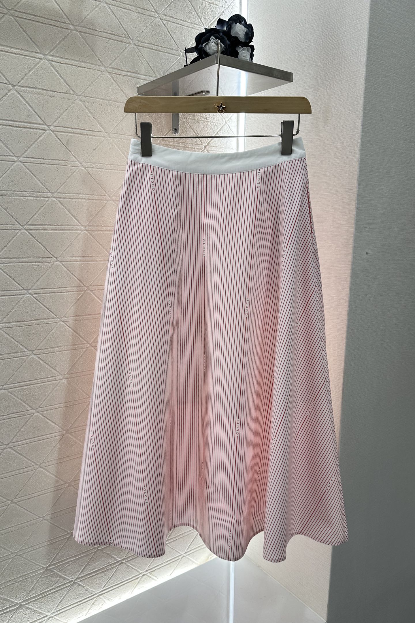 G 25  Striped Medium Sleeve Shirt Half Skirt