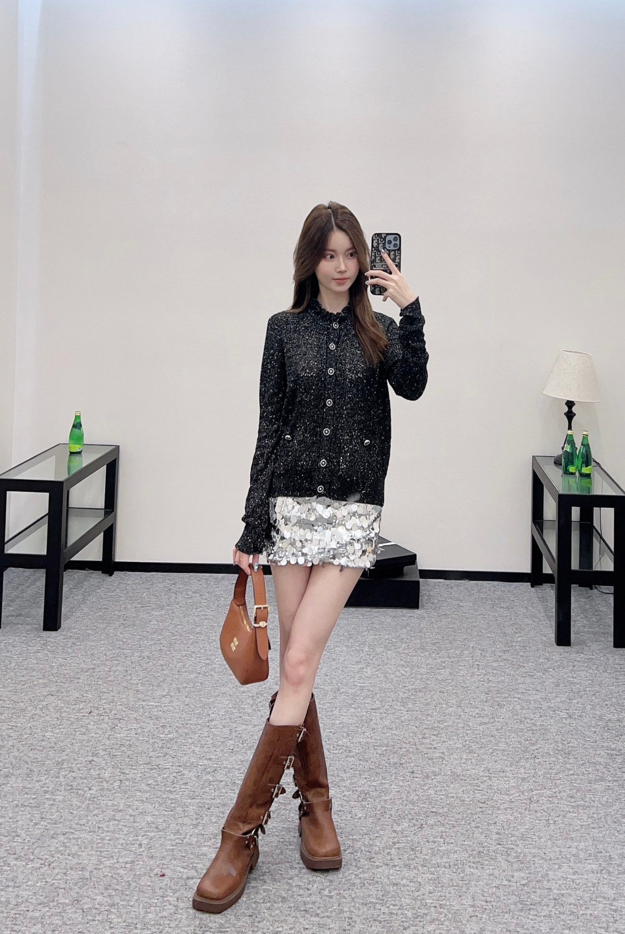 C 25 Lace hollow knitted cardigan