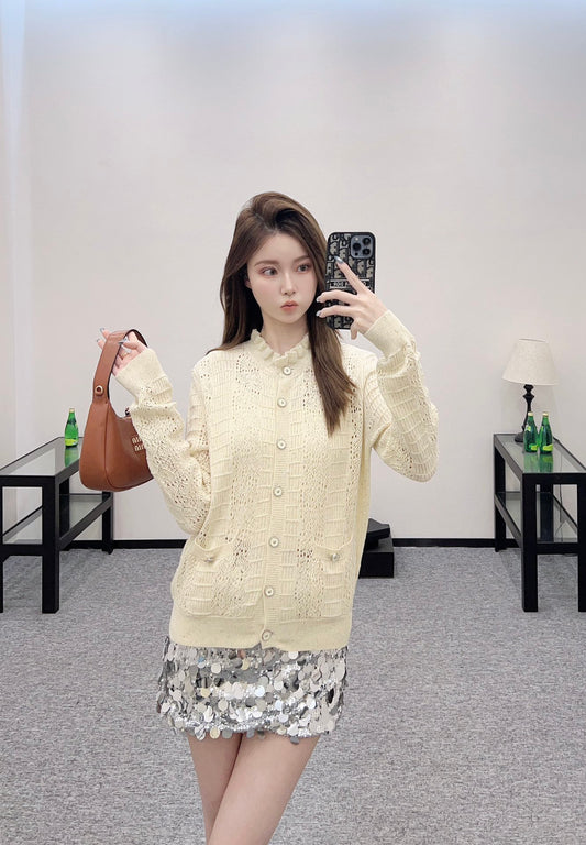 C 25 Lace hollow knitted cardigan
