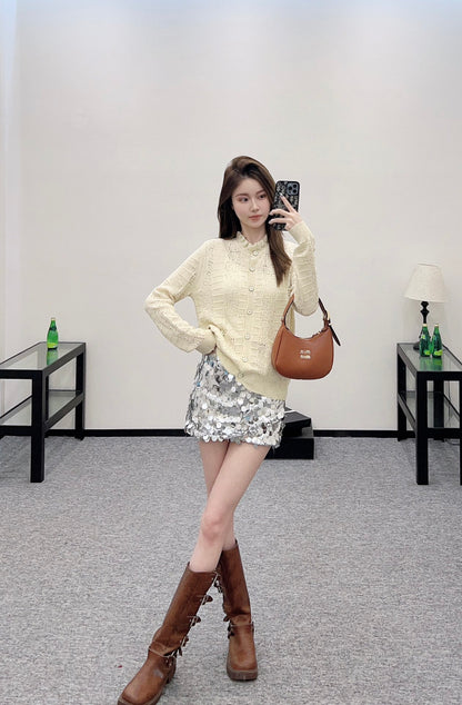 C 25 Lace hollow knitted cardigan