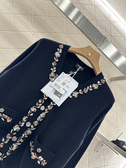 C 25 Beaded flower knitted cardigan