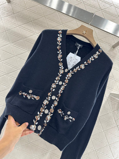 C 25 Beaded flower knitted cardigan