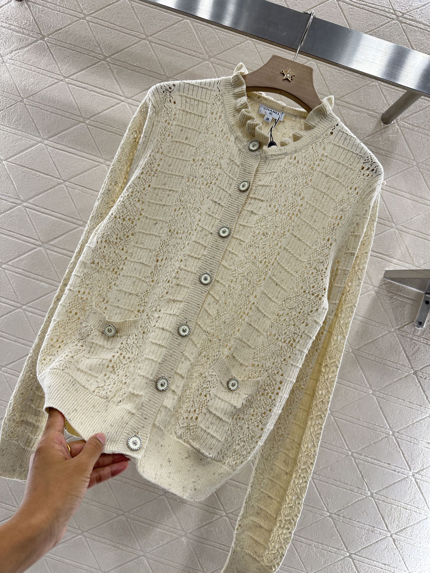 C 25 Lace hollow knitted cardigan