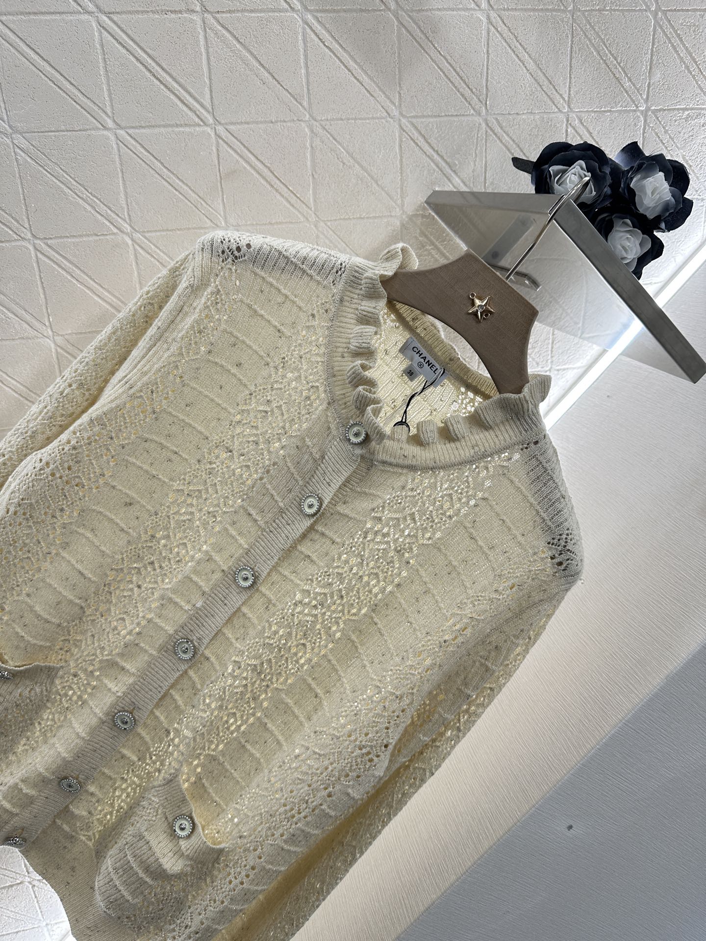 C 25 Lace hollow knitted cardigan