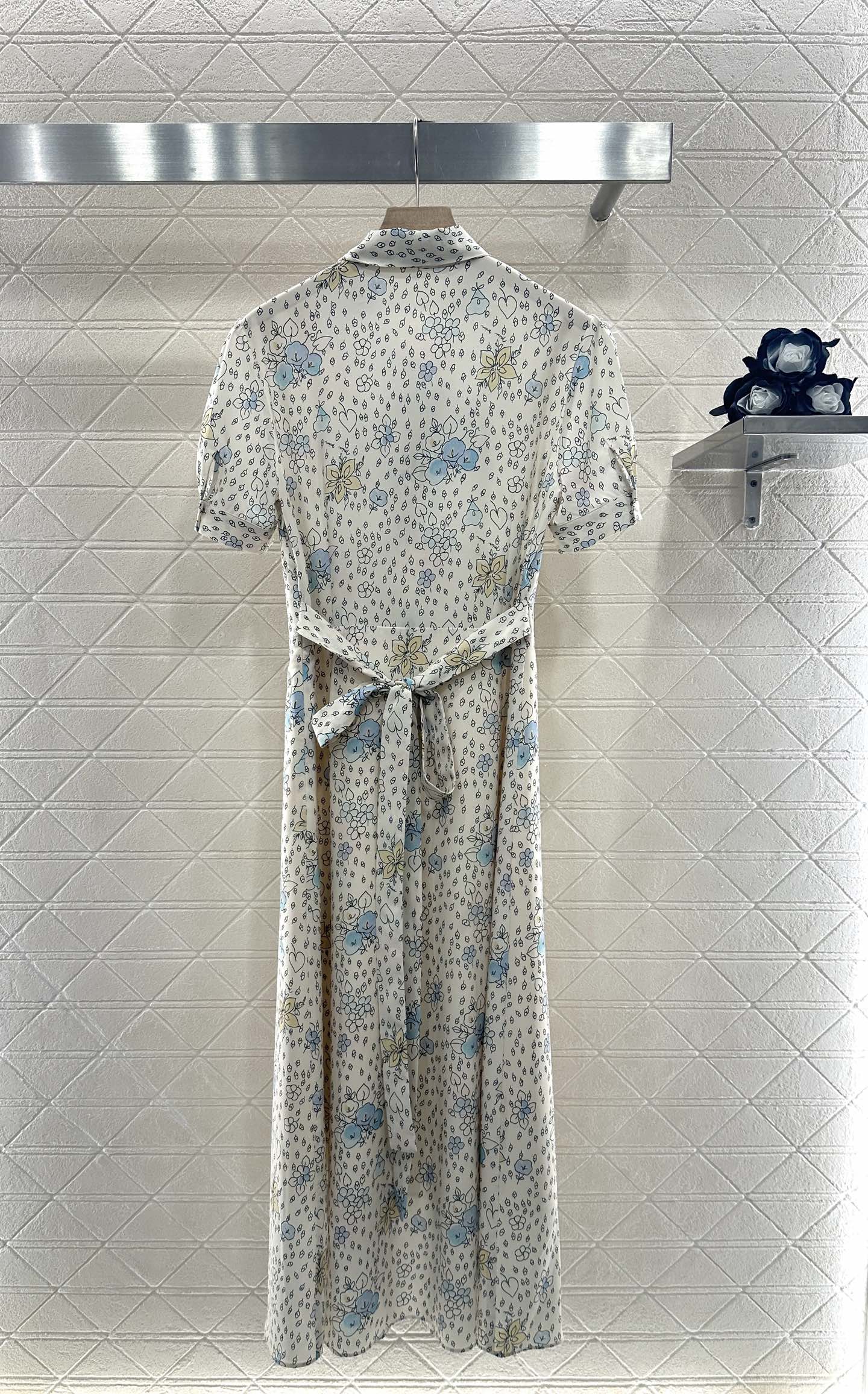 M 25 Tie Lace Cuffs Floral Long Dress