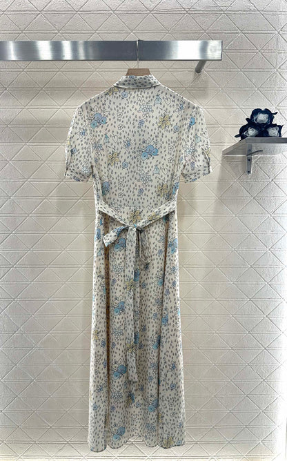 M 25 Tie Lace Cuffs Floral Long Dress