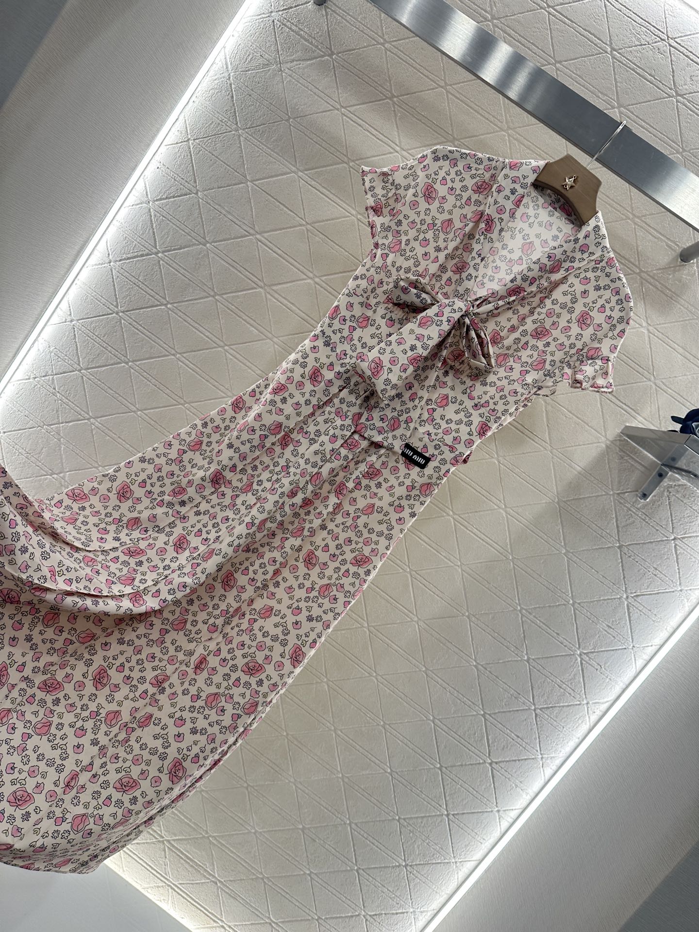 M 25 Tie Lace Cuffs Floral Long Dress