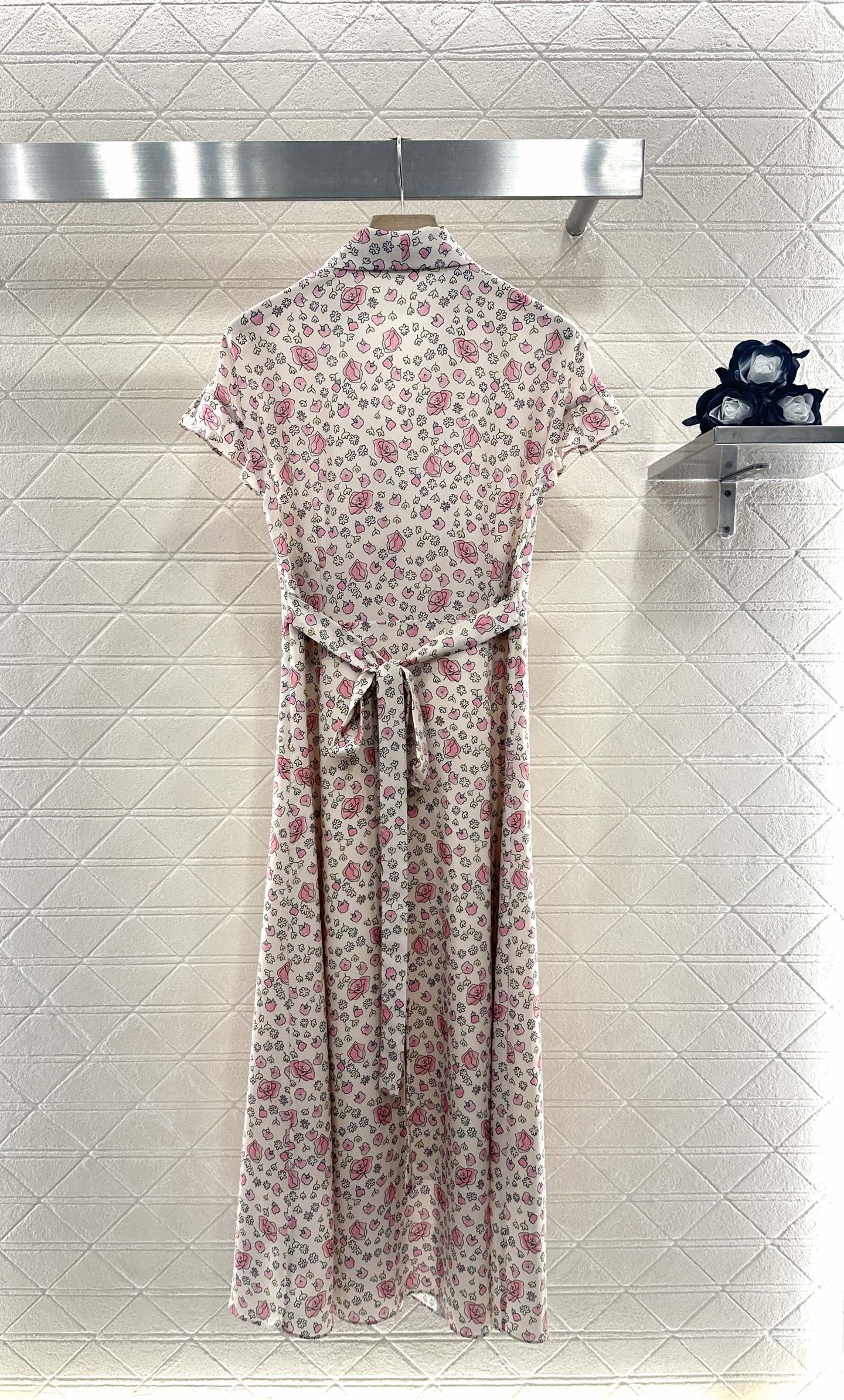 M 25 Tie Lace Cuffs Floral Long Dress