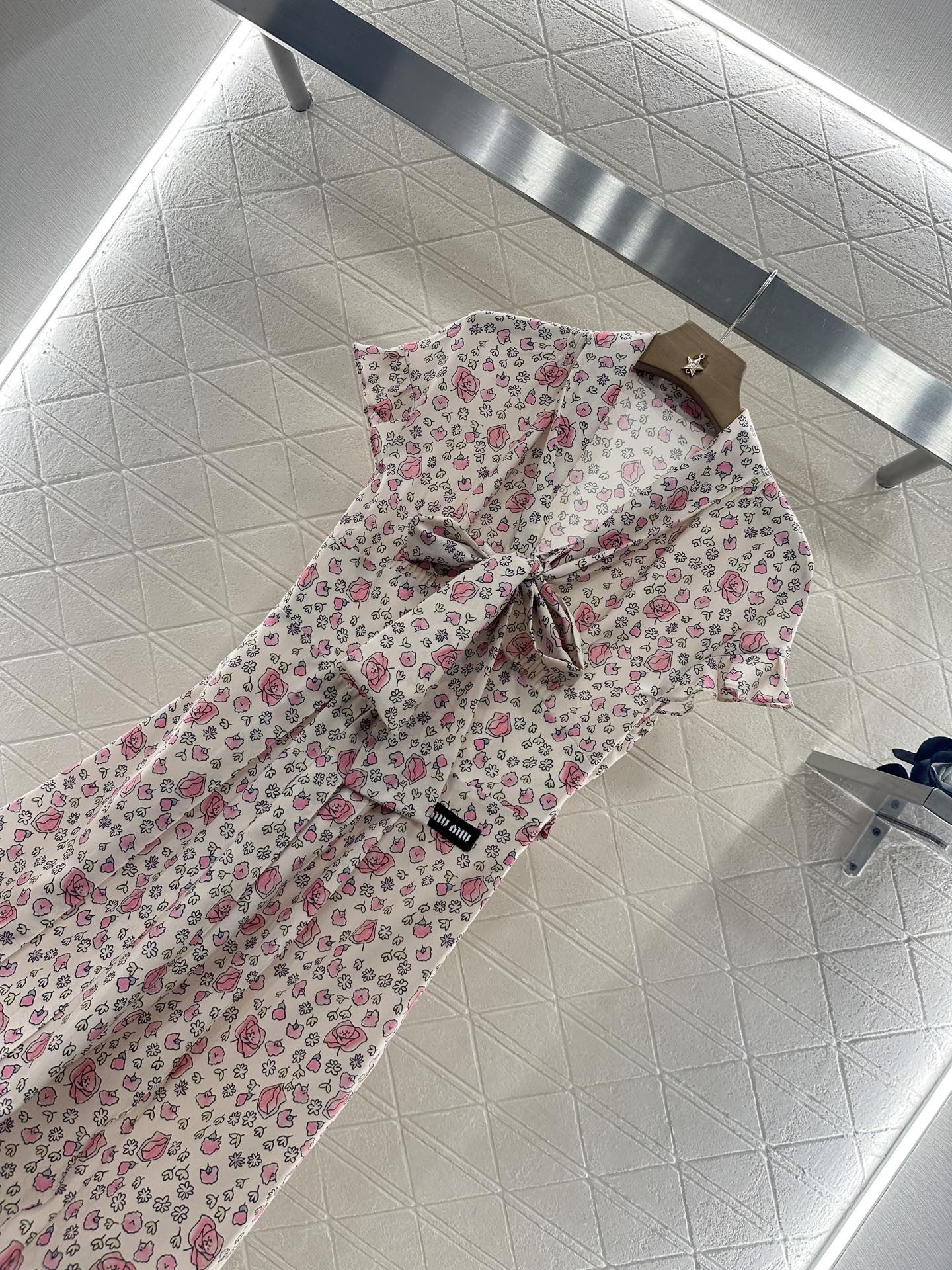 M 25 Tie Lace Cuffs Floral Long Dress