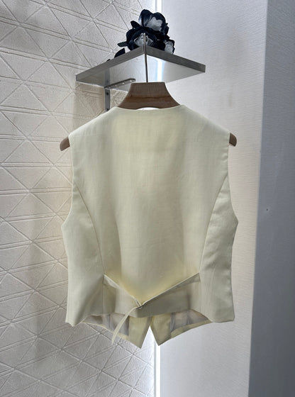 D 25 Silk scarf vest wide-legged pants set