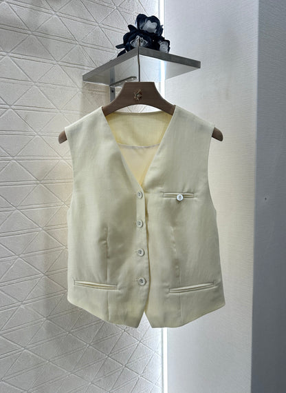 D 25 Silk scarf vest wide-legged pants set