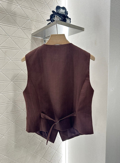 D 25 Silk scarf vest wide-legged pants set