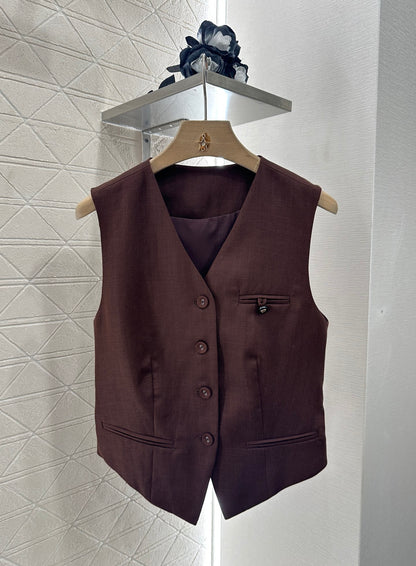 D 25 Silk scarf vest wide-legged pants set