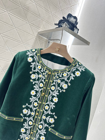 CE 2025 Velvet Embroidery Crew Neck Jacket