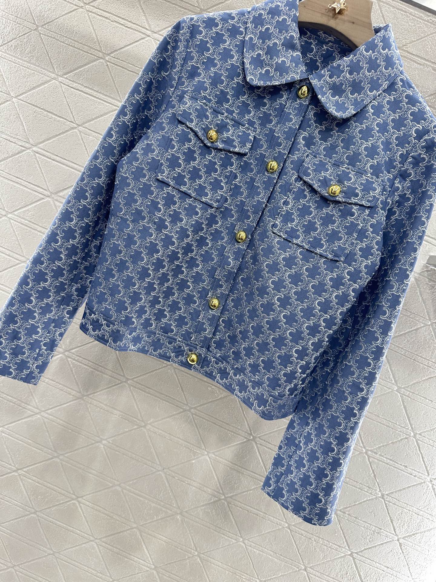 CE 2025 new embroidered denim lapel jacket skirt suit