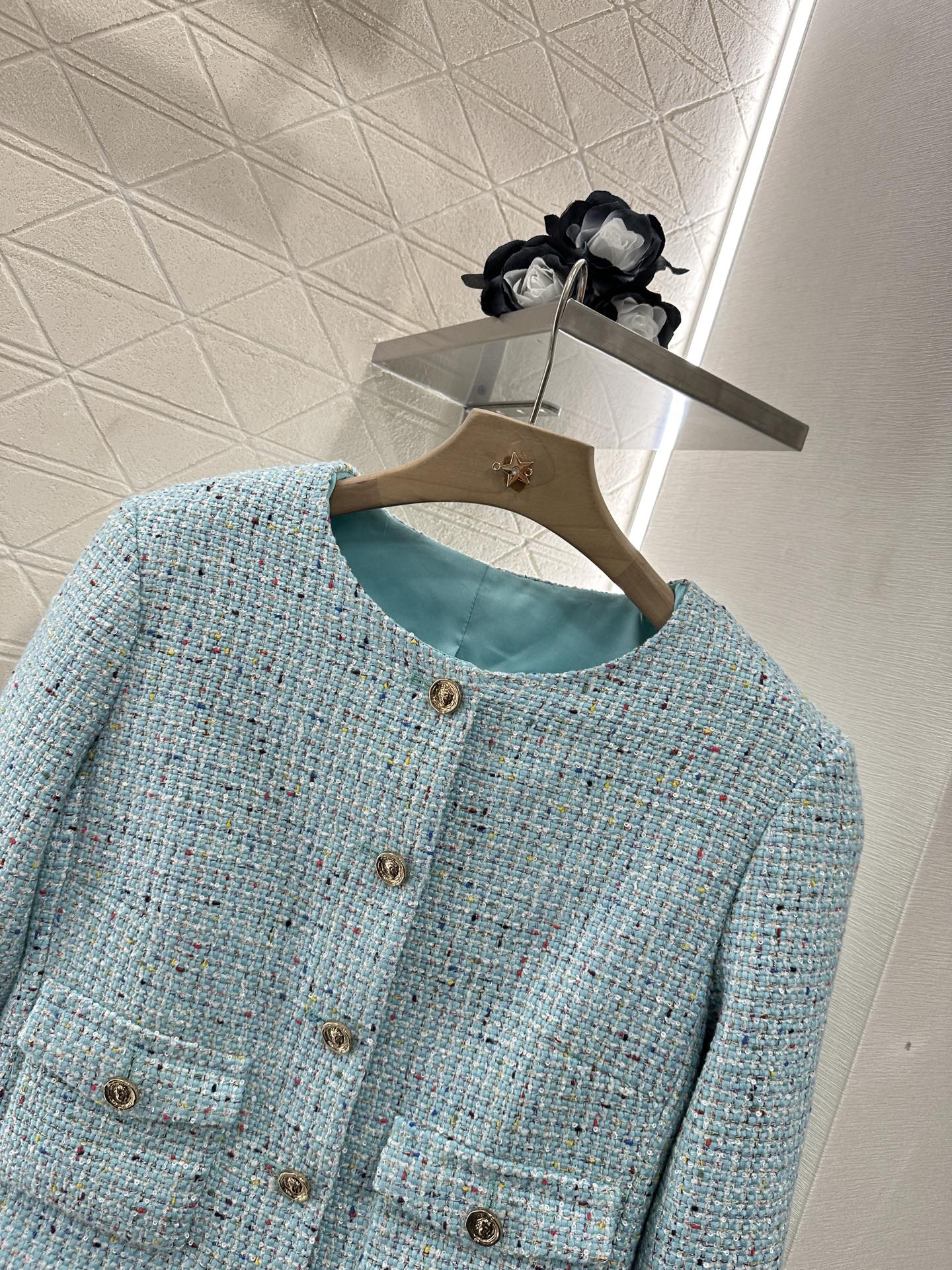 C 25 NEW Tweed Colorful Dot Coat