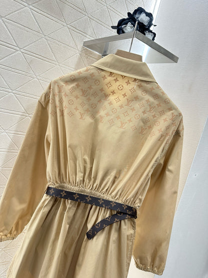 L 25 New Lapel zipper belt dress
