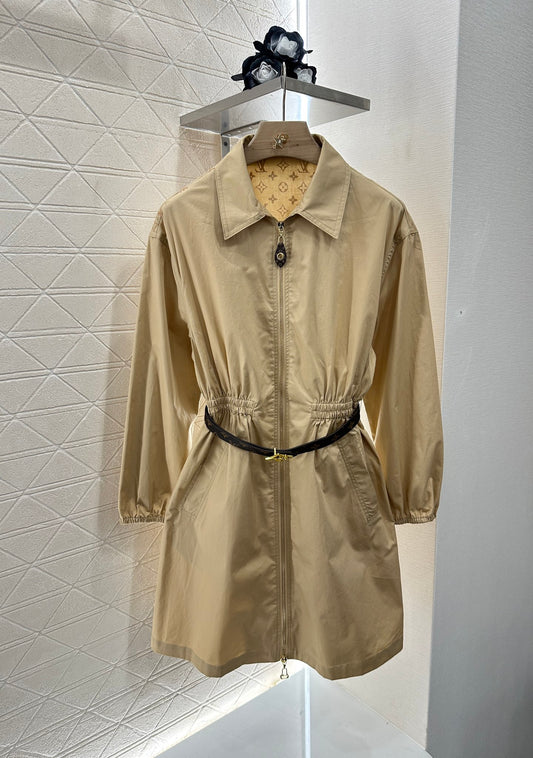 L 25 New Lapel zipper belt dress