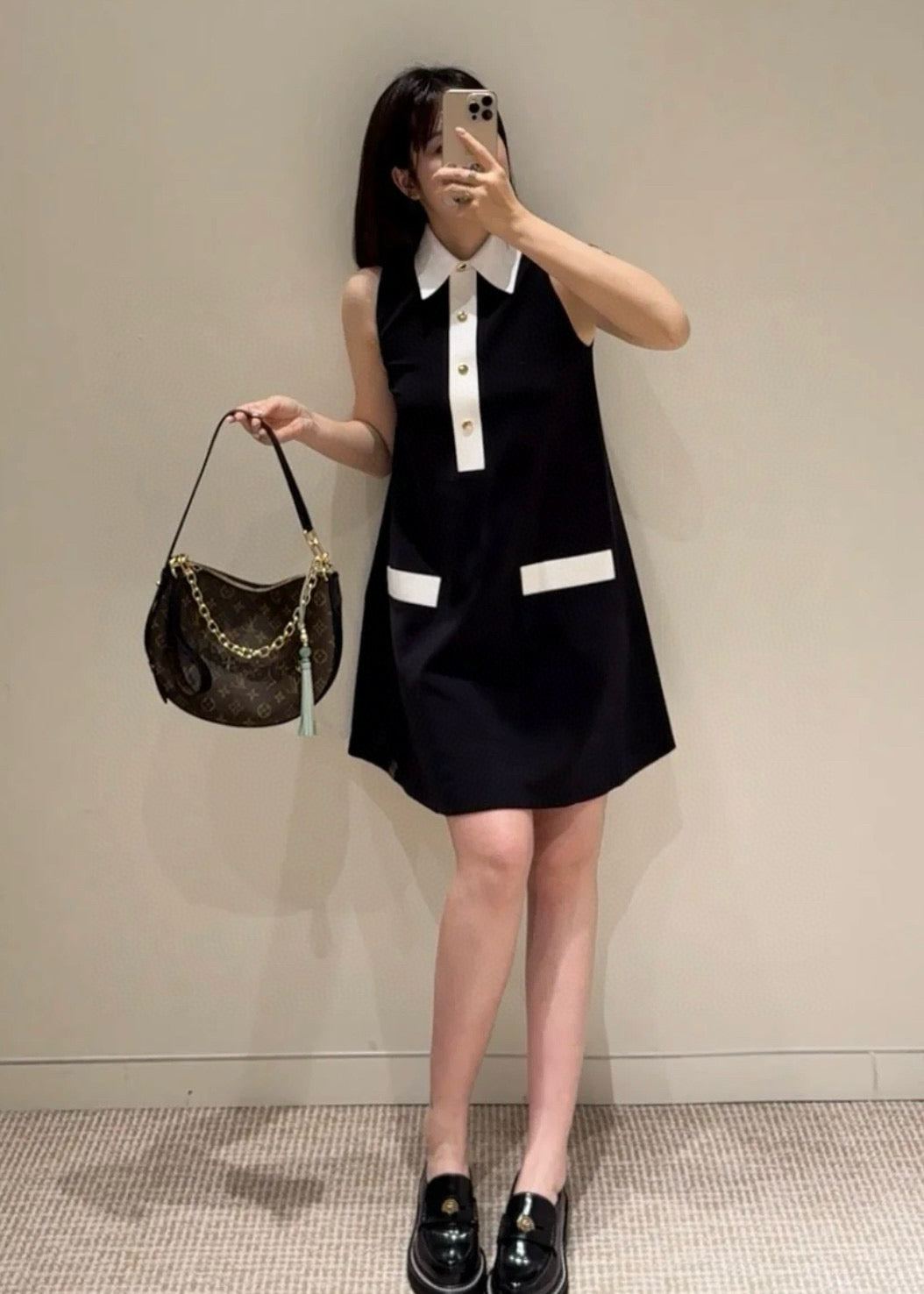 L 25 New Lapel contrast dress