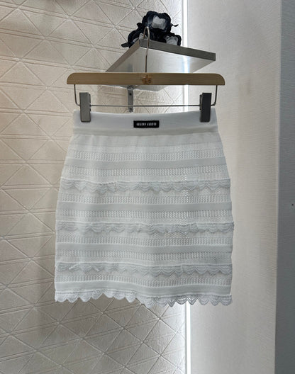 M 25 Lace knitted short-sleeved skirt set