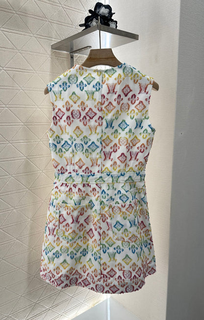 L 24 Jacquard denim sleeveless dress