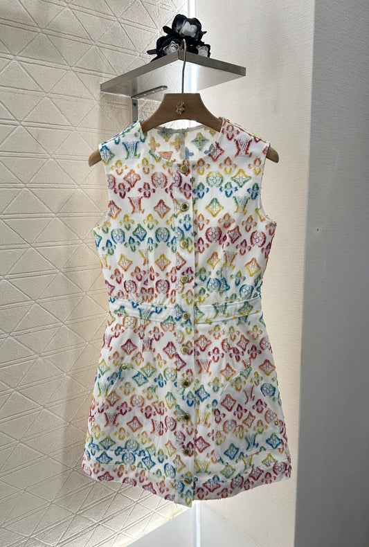 L 24 Jacquard denim sleeveless dress