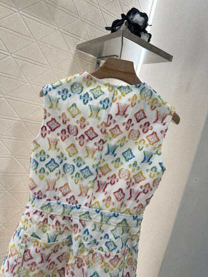 L 24 Jacquard denim sleeveless dress