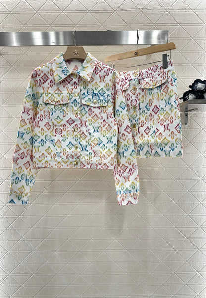 L 24 Jacquard denim jacket and skirt set