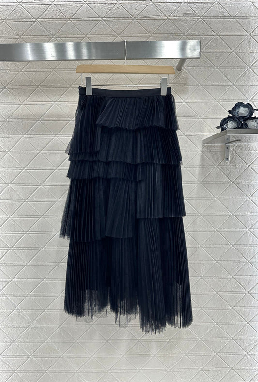 D 25 High waist cake multi-layer long gauze skirt